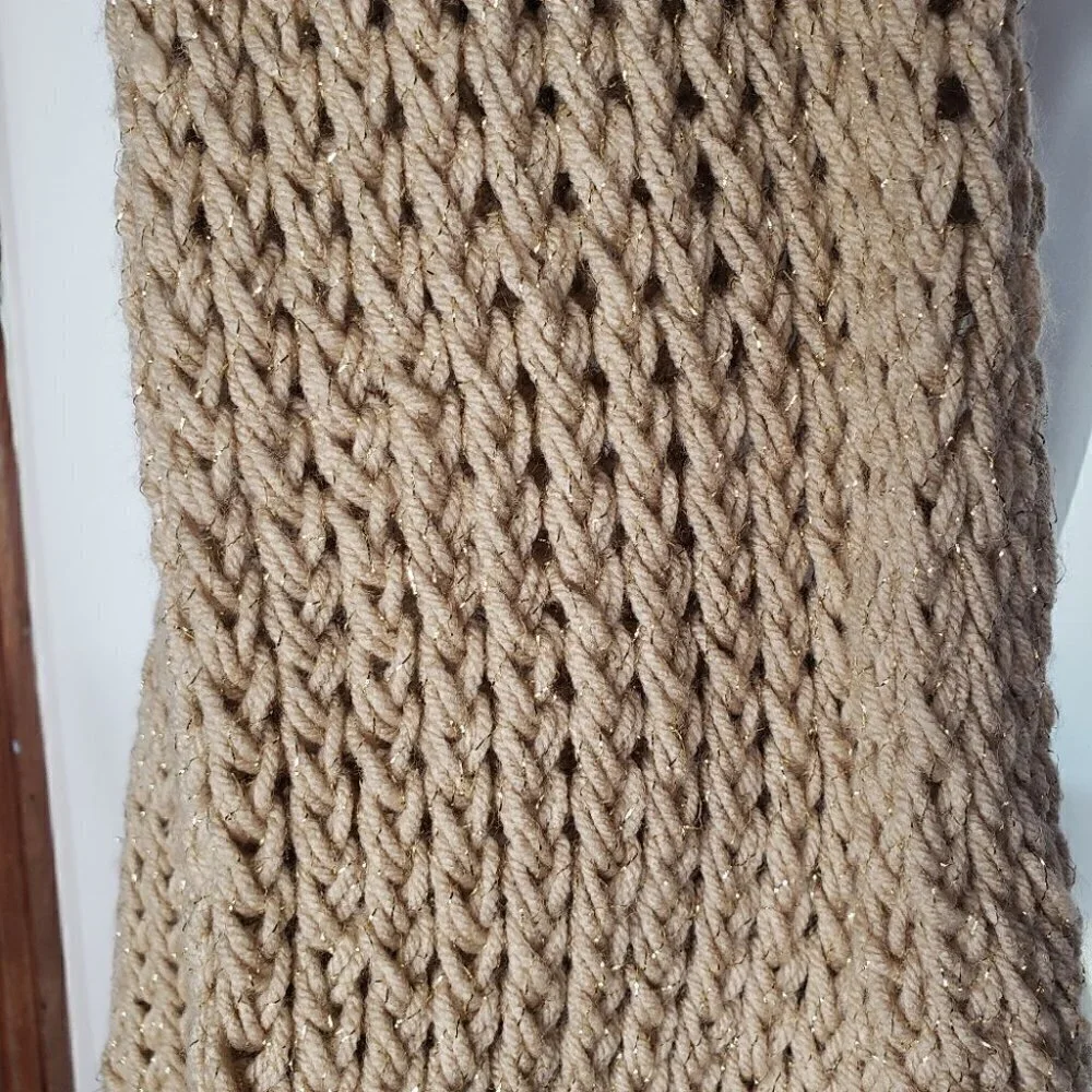 Beige and gold sparkle scarf